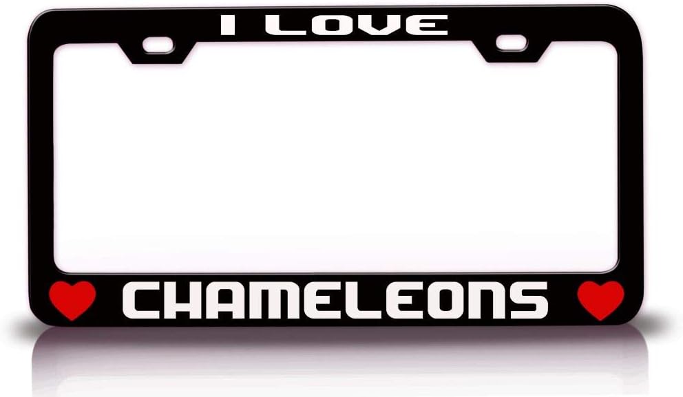 I Love Chameleons Animals Pets Metal Car SUV Truck License Plate Frame Bl w24