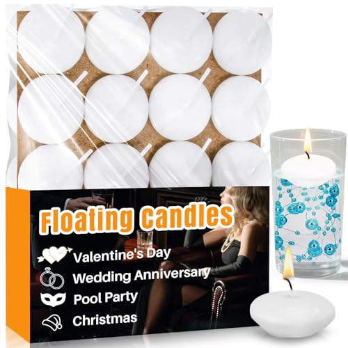 MAQIHAN White Floating Candles - 30 PCS Small Floating Candles for Centerpieces Unscented Dripless