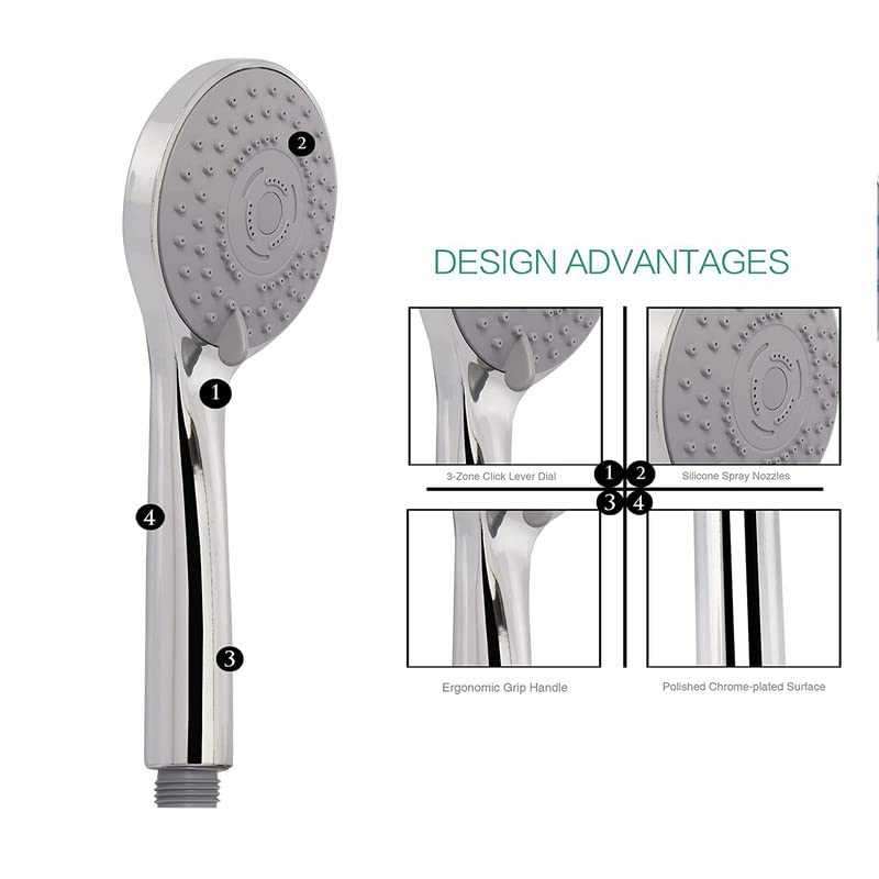 Image of ABS Plastic 5Gear Hand Rain Spray Shower Head | Bathroom Hand Shower with Adjustable Water Flow | Durable, Lightweight, Easy Installation, Modern Bathroom Accessory (Pack of 1)
