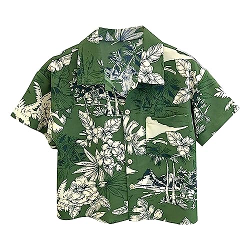 Kids Hawaiian Shirt Girls Boys Trapical Print Button Down Shirts Toddler Beach Holiday Preppy Clothes for Girls