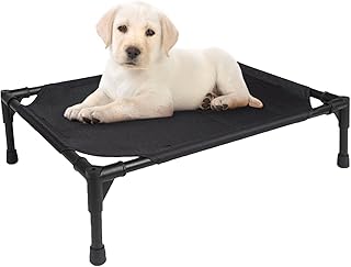 Cama elevada para cães, cachorro elevada atualizada com tenda removível, cama para cães ao ar livre com pés antiderrapantes estáveis, animal estimação elevada portátil para cães, gatos, acampamento, uso interno e externo