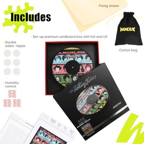 WOODLUX The Rolling Stones Puzzle de Madera - SomeGirls 300 Piezas Decorativo Oficial con Corte Preciso y Forma Única, 12.4x12.4 pulgadas, Logo Icónico Lengua miniatura 5