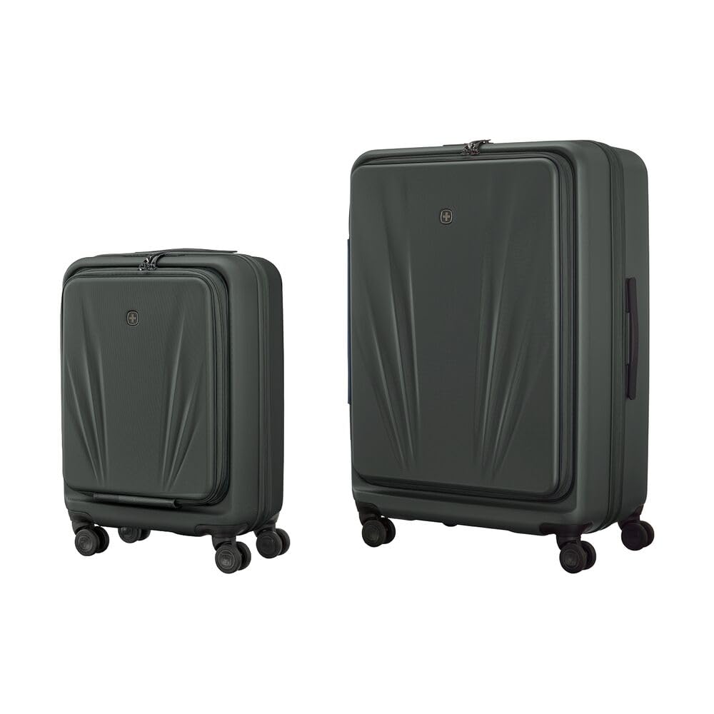 WENGER Skyon 2- teiliges Koffer-Set, Handgepäck + Reisekoffer Groß, Hartschale, Trolley, Laptop- und Tabletfach, Sicherheitsschloss, Anthrazit, 653570