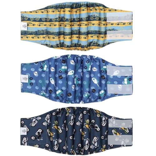 Image of CuteBone Dog Diapers Male Belly Bands 3 Pack for Male Dogs Reusable Puppy Wraps