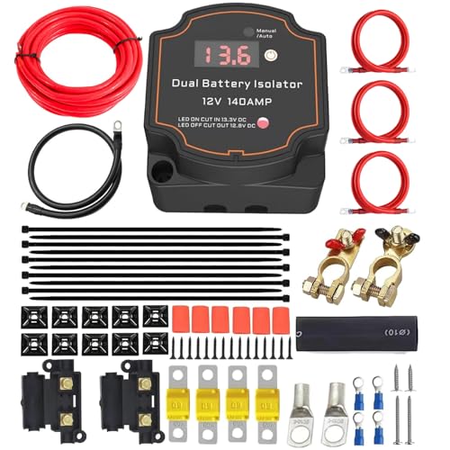 AULESSE 3m Dual Battery Isolator Kit 140A with LED Display