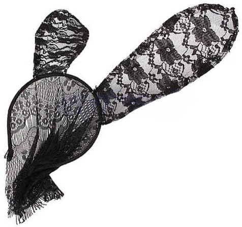 TANZKY Lovely Rabbit Ears Black Lace Mask Hair Lacework Veil for Christmas Party Dress