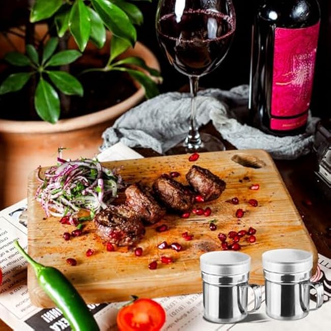 2 Pcs Powdered Sugar Shaker Duster - With Handle - Seasonings Spice Shakers With Holes and Lids - for Salt,Sugar,Spice,Coffee Flour Ect,6 Ounce Stainless Steel Baking Soda Shaker (small)