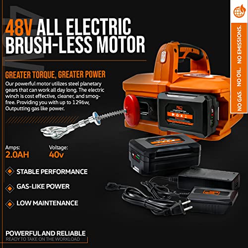 SuperHandy Electric Portable Winch Hoist Crane Lift Brushless Motor Li-Ion Battery Powered 1000Lbs/455Kgs Max Weight 20' Feet/6m Steel Braided Cable w/Locking Knob for ATV Truck Boat Trailer - Image 5