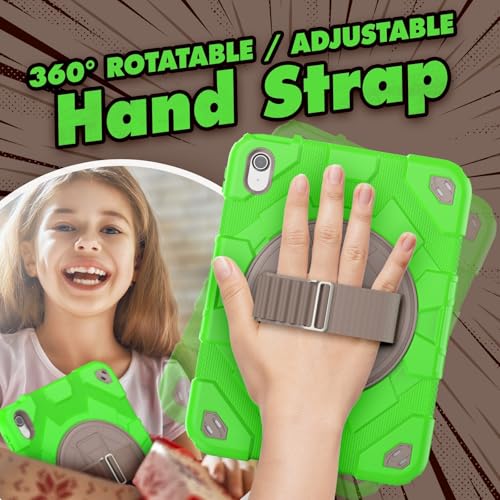 Coque pour iPad 10e génération résistante aux chocs avec support rotatif et sangle