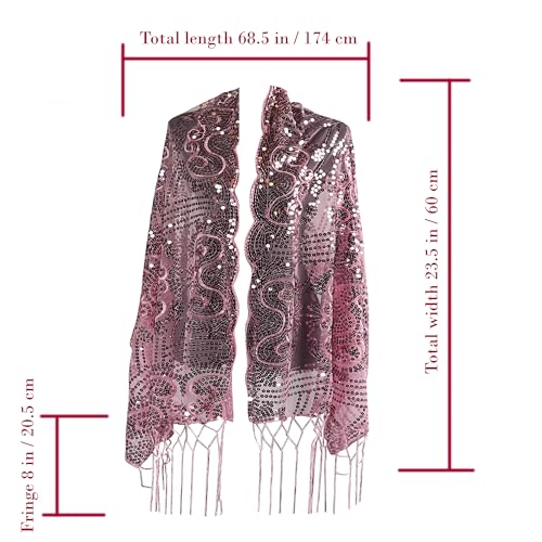 Sparkle Floral Sequin Scarf Vintage Style Evening Shawl Bling Classy Wedding Scarf Tassel Embroidery2