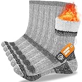 SukModen Merino Wool Thermal Socks for Men Women, 3 Pairs Thick Cushion Winter Boot Heavy Duty Work Socks for Hiking Walking