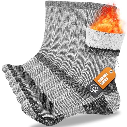 SukModen Merino Wool Thermal Socks for Men Women, 3 Pairs Thick Cushion Winter Boot Heavy Duty Work Socks for Hiking Walking by SukModen - Used condition - US$13.87