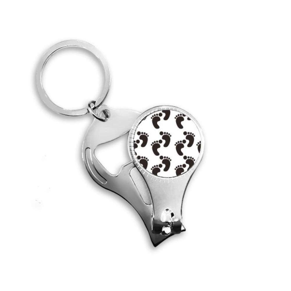 Décapsuleur coupe-ongles 3-en-1 avec porte-clés empreinte noire