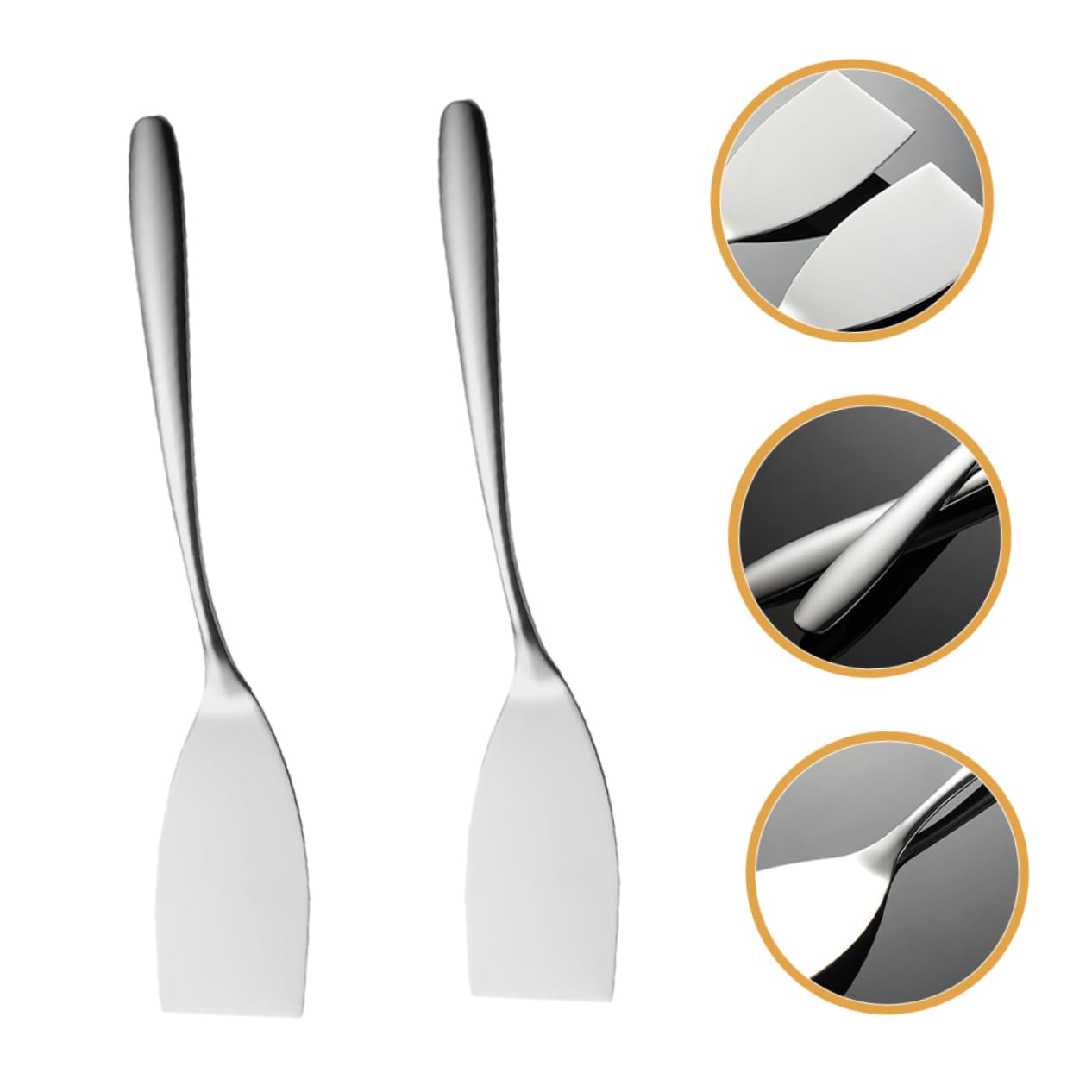 Milisten 2 Set Spatole Inossidabile per Frittura Strumenti Multifunzionali per Bistecch E Facile per Piccole 2 Pezzi*2