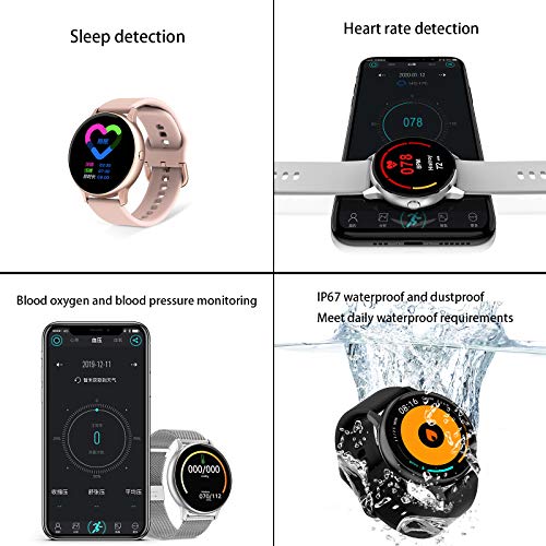 Smartwatch, 1,2-Inch Volledig Aanraakscherm, Vrouwelijk Bluetooth-Waterdicht Horloge Met Meerdere Sportmodi, Gezondheidscontrole, Compatibel Met Ios En Android,A - Afbeelding 3