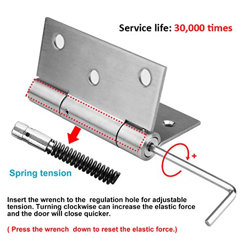 3 Pack 3" Self Closing Door Hinges, 201 Stainless Steel Heavy Duty Spring Hinges, Automatic Closing Adjustable Tension Brushed Hinges With Screws (Size: 3 X 3¼ Inches Thickness: 2.9 Mm) #TOP3