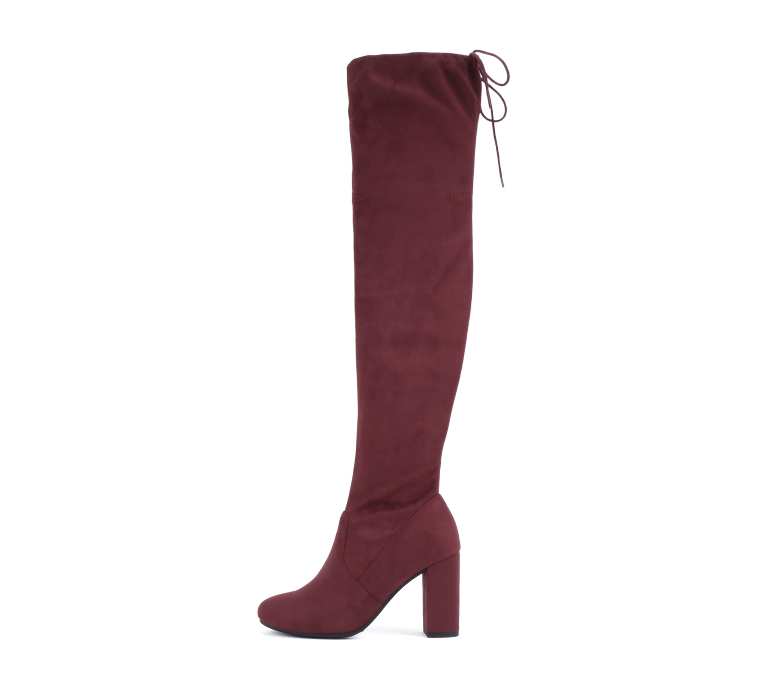 Soda Glora Women Round Toe Drawstring High Heel Over the Knee Boots