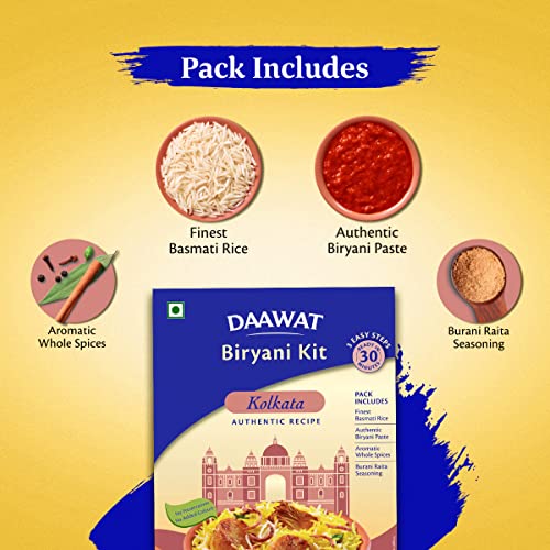 Image of Daawat Biryani Kit Kolkata | Authentic Recipe | Ready in 30 min | Ready to Cook | 334gm (Pack of 2)