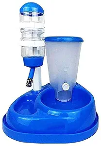 SPYNET Automatic Self Water Dispenser and Manual Cat Food Feeder - Big Capacity Bowl for All Dogs Cats Puppy Kitten - (Blue)