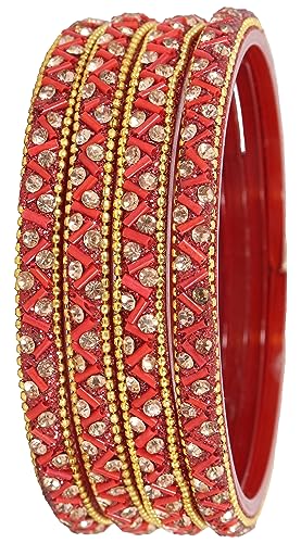 Image of NMII Glass Bangles Set For Girls and Women Studded Zircon Gemstone and Beads I women bangles I (Pack of 8)
