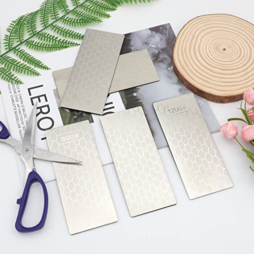 Image of Diamond Brows, 5 Pcs Diamond Sharpening Stone, Sharpening Stone for Knives, with Extra Fine /Coarse Plate and Non-slip Base, 400 /600 /800 /1000 /1200 Grit