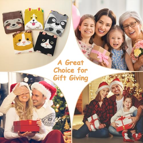 Chalier Cozy Damen Socken Tiere Lustige Bunte Socken Baumwolle mit Süße Katze Socken Geschenk für Damen Einheitsgröße (Hamster)