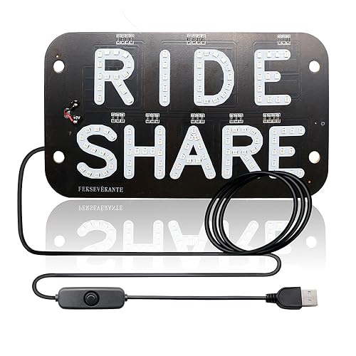 Image of YSY Juren LED Car Window Accessory Sign RIDESHARE for Ride Share Drivers Taxi Light (Yellow)