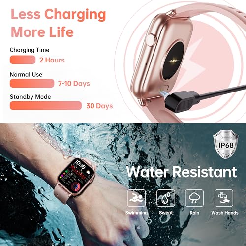 Image of Smart Watches for Women, 1.83 inch HD Touchscreen Fitness Tracker, Bluetooth Notifications /Calls, IP68 Waterproof, 100+ Sport Modes, 24 /7 Heart Rate & Sleep Monitor for iPhone Android iOS