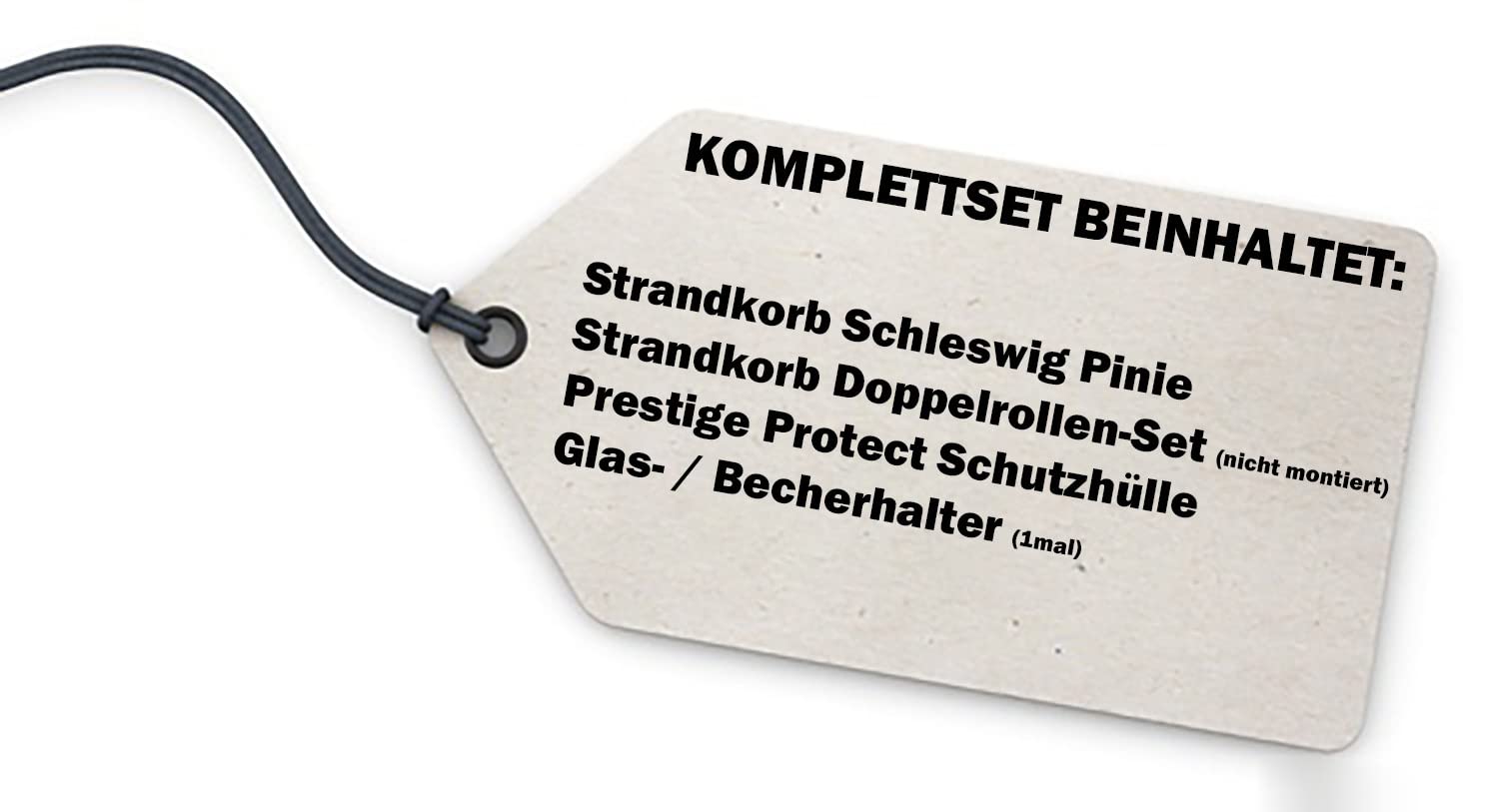 bene living Strandkorb Komplettset: Schleswig Pinie Zweisitzer - PE Mokka - Modell 553
