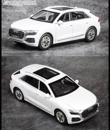 Image of DEOXY 1 /24 Big Audi Q8 Toy Car Metal Pull Back Diecast Car with Openable Door and Sound Light, Gifts Toys for Kids,audi white