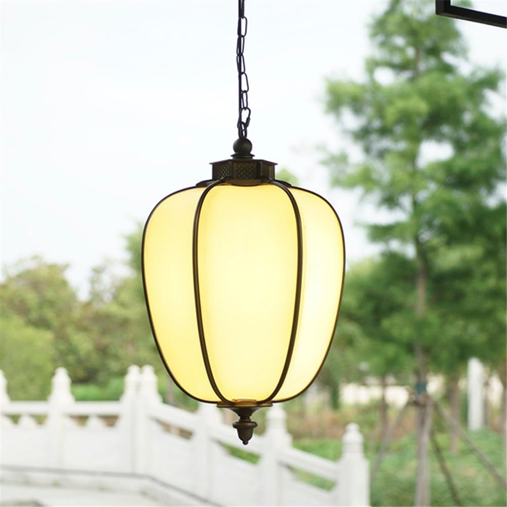 KXEcoLife Contemporary LED Outdoor Pendent Lamp Waterproof Art Villa Garden Courtyard Gate Corridor Balcony Chandelier (H D27CM)
