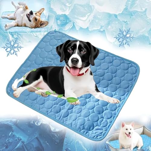 犬用冷却マット、2025年夏の ペット用冷却パッド&ブランケット、ポータブルで洗える睡眠パッド、小型、中型、大型犬、猫が家の屋外で涼しく過ごせる(60 × 50cm(Within 7.5KG),Dark blue)