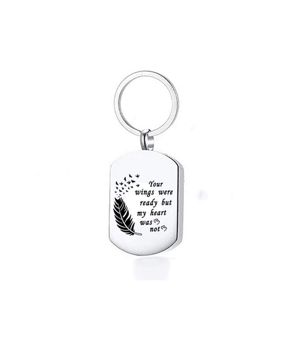 N+A Cremation Urn Keychain for Ash,Stainless Steel Your Wings Were … Engraved Cremation Ash Keyring Necklace Keepsake Memorial Christian for Men Women