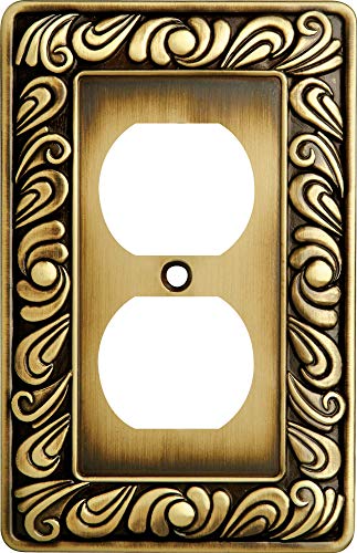 Franklin Brass Paisley Wall Plate, Tumbled Antique Brass Single Duplex Switch Cover, 1-Pack, 64045