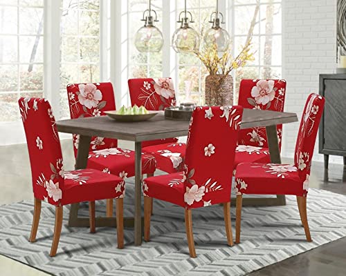 Springrico Chair Covers For Dining Room 6 Pack, Stretch Dining Chair Cover, Washable Spandex Kitchen Parsons Chair Slipcovers, Removable Seat Protector For Home Or Party (Set Of 6, In Bloom2) #TOP1