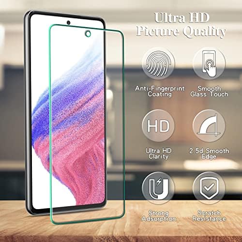 Pokolan [3 Pack] Designed for Samsung Galaxy A53 5G Screen Protector Tempered Glass, 9H Hardness, HD Clear, Bubble Free, Anti Scratch, Easy to Install