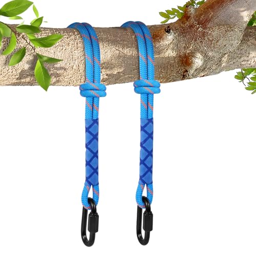 Vicloon 2 Pezzi Corda per Altalena, 150 cm Corda Altalena con Gancio Resistente, Contiene Fino a 200 kg, Set di Fissaggio per Campeggio All'Aperto, Amaca, Altalene, Blu