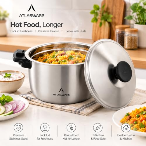Image of Atlasware Stainless Steel Casserole with Flavour and Food Lock Lid 1650 ml