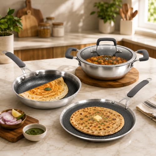 Image of Vinod Luxe Pro Triply Stainless Steel Cookware Set - 4 pcs