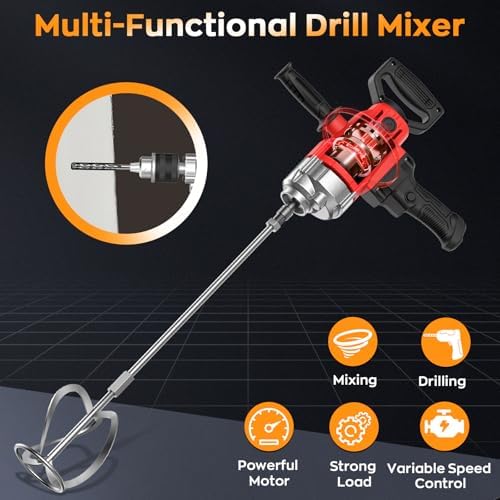 IMAYCC Concrete Mixer 2500W 15A, Cement Mixer With Variable Speed Control, 5/8" Heavy Duty Drill Set, Drill Mixer for Mud,Motar,Paint, Grout, Plaster, Thinset Alternate view