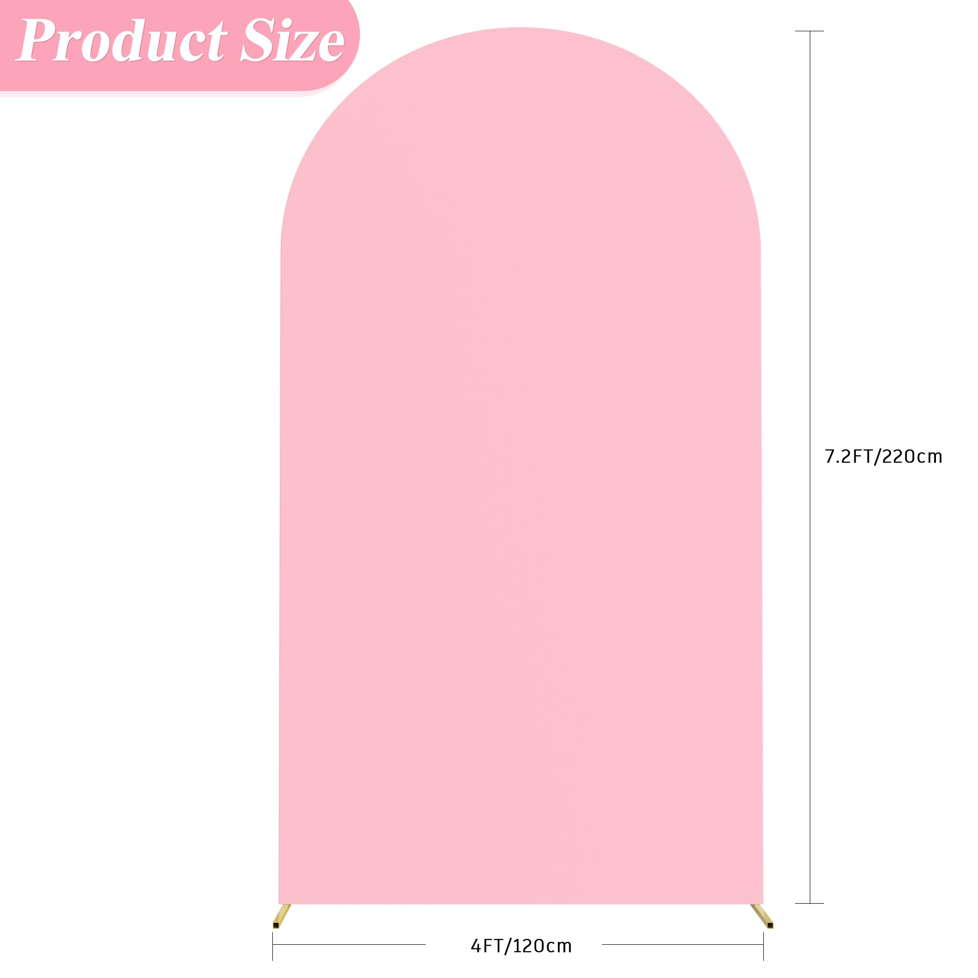Fomcet 7.2FT Wedding Arch Cover Pink 2-Sided Spandex Fitted Fabric Arch Backdrop Cover Round Top Arch Cover Fabric for Birthday Party Baby Shower Wedding Arch Stand Decoration