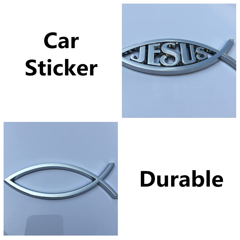 Adesivo Pesce Di Gesù In Acrilico - Simbolo Cristiano Per Auto, Laptop, Frigorifero | 140x45mm - Foto 11