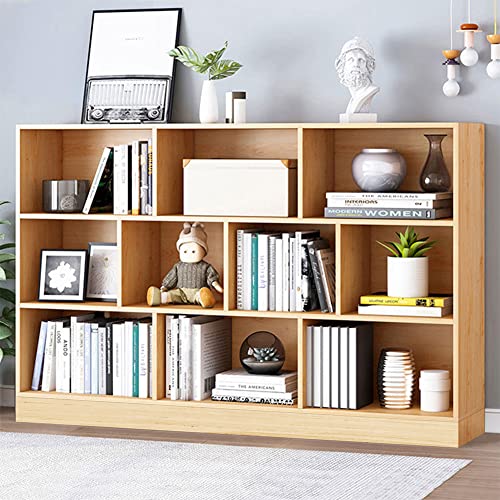 Image of IOTXY Open Shelf Low Bookcase - Wooden 3-Tier Cube Bookshelf, Pear Yellow