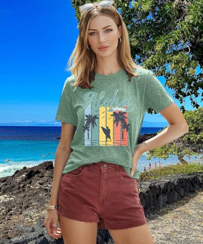 Image of Vacay Mode T Shirts for Women Summer Beach Hawaii Vacation Short Sleeve Tops Holiday Cruise Getaway T Shirts