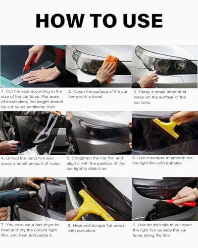 KGDUYC 1 Rolle Scheinwerferfolie, Autotönungsfolie, rote Folie, transparent, zuschneidbar, selbstklebend,Scheinwerferrücklicht,getönte Vinylfolie,Auto-Rücklichttönungsfolie,Nebelscheinwerfer (rot)