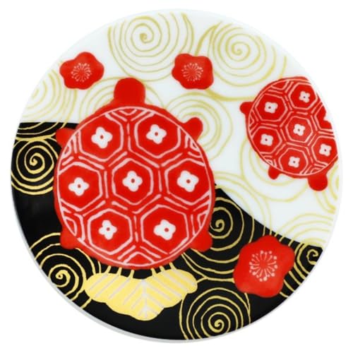 セラミック藍 RINPA縁起小皿 亀 Φ9.4×H1.3cm 41486