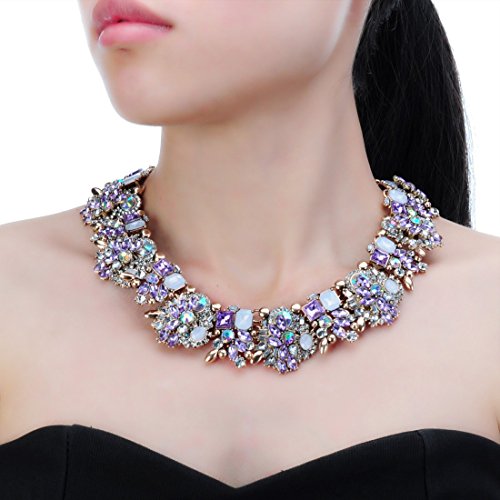Vintage Crystal Rhinestone Statement Choker Bib Statement Necklace Earring Fashion Costume Jewelry Set for Women2