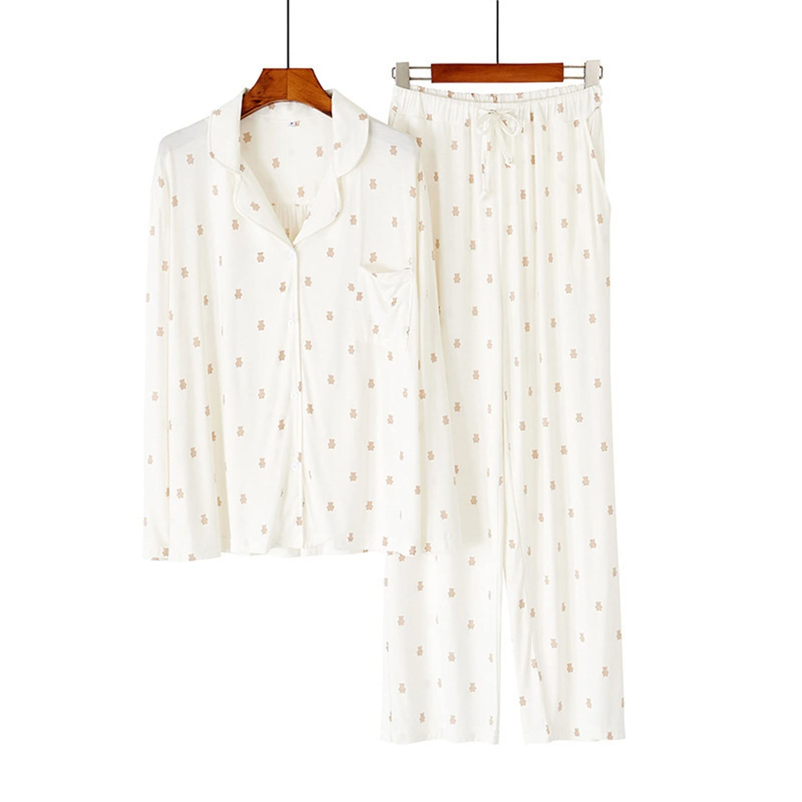 Zestaw piżam damskich Miękka bielizna nocna Pjs Wiosna Lato Jesień Piżamy Damskie Z Długim Rękawem Casual Homewear Garnitur Bielizna Nocna Pijama Feminino PJ Set Loungewear Bielizna nocna (Color : B