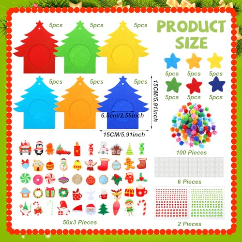 Image of HunnmingRe 30 Sets Christmas DIY Picture Frames Craft Set Felt Picture Frame Ornaments DIY Christmas Tree Decor Felt Photo Frame Crafts Arts and Crafts for Xmas Party Supplies Home Decorations