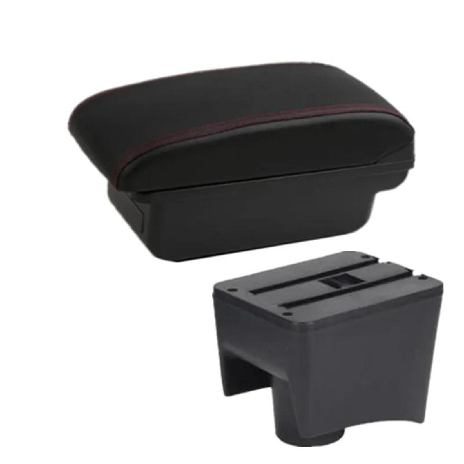 NOHEEU Car Armrest Box 2010-2018 Storage Retrofit Interior Accessories For POLO Mk5 6R For Vento(A1 Black red NO USB)